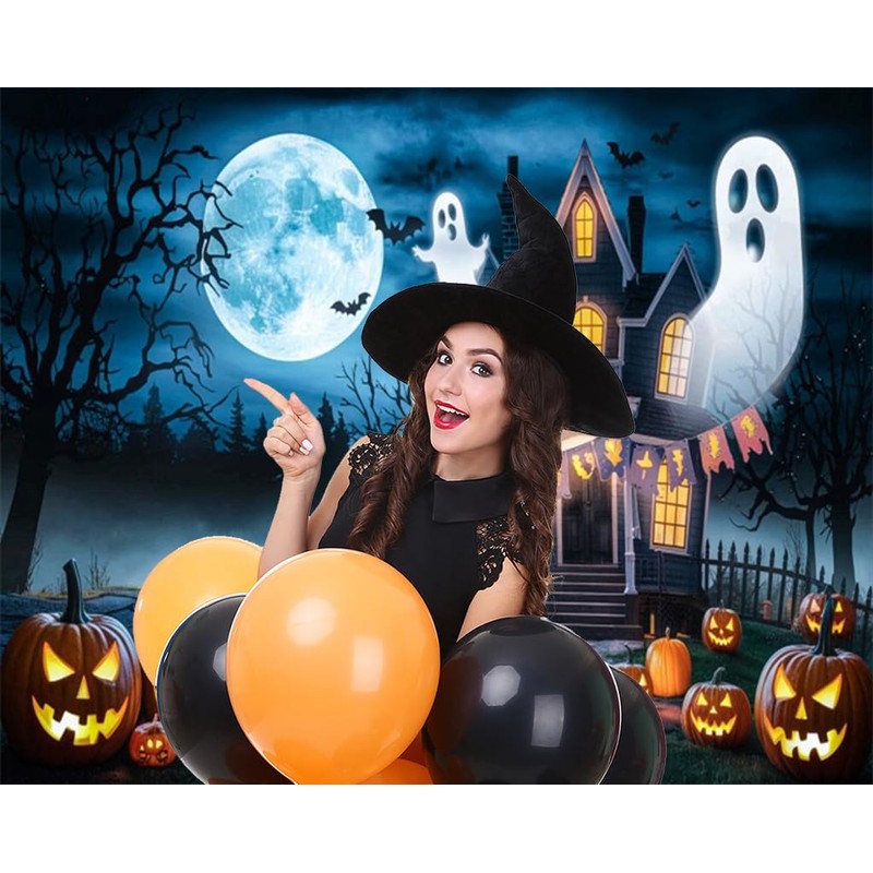Halloween Backdrop 10x8ft Happy Halloween Party Backdrop Haunted Castle Ghost