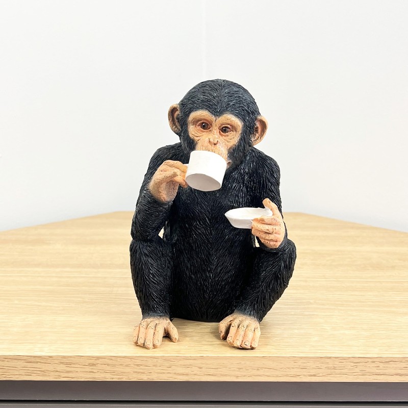 Alfie Francis 17.5cm Tall Cheeky Tea Drinking Monkey Ornament Figurine