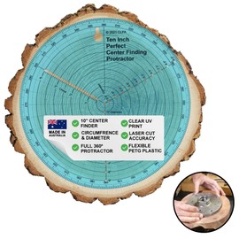 CLPA clearly printed 10" circle center finder tool, protractor, and circle maker tool and compass for woodworking and wood turning. Find the center of timber or dowel with our center finder ruler.
