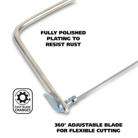 GreatNeck CP9 Coping Saw with Blades, 4-3/4 Inch, Adjustable 360° Blade, Heavy Duty Steel Frame, High Impact Plastic Handle, Includes 3 Extra Blades (Fine, Medium, Coarse) for Versatile Cutting