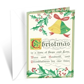 Prime Greetings Traditional Merry Christmas Card, Made in America, Eco-Friendly, Thick Card Stock with Premium Envelope 5in x 7.75in, Packaged in Protective Mailer