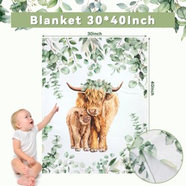 HunnmingRe Baby Highland Cow Crib Bedding Set 3 Pcs Crib Set Baby Blanket, Fitted Sheet, Pillowcase Soft Flannel Nursery Bedding for Standard Infant Bed and Toddler Mattress Newborns Gifts