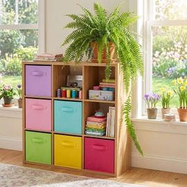 powerking Storage Box, 6 Pack Foldable Storage Cubes Storage Box Made of Fabric in Cube Shape, Rainbow Color