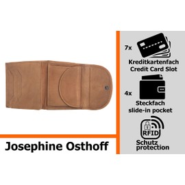 Josephine Osthoff 910 Women's Leather Large Wallet Small Wallet Credit Card Holder Coin Purse with Coin Compartment Genuine Leather RFID Protection, safari, coin purse