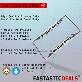 Fastasticdeals Metal Insert License Plate Frame Poodle Dog B Weatherproof Car Accessories Chrome 4 Holes Solid Insert