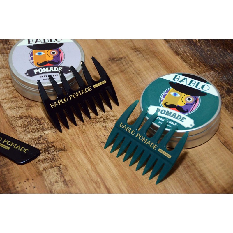 BABLO POMADE Mesh Comb, Mens, Black and Green, 2 Piece