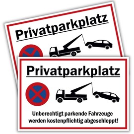 Private Parking Sign Parking Prohibited (30 x 20 cm Plastic 3 mm Thick) Vehicles Are Towed Paid Clear Sign for Parking No Parking Signs Private Property Pack of 2 BerpaHome