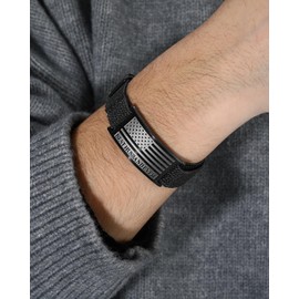 HEYOLL Husband Bracelet Gifts from Wife, To My Husband Black Elastic Stretch American Flag Bracelets Jewelry Valentine’s Day Birthday Ideas Best Man Ever Presents for Men Him