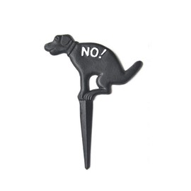 Kraeoke Antique Black Cast Iron No Dog Sign for Flower Pot