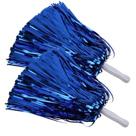 ICObuty Metallic Cheerleading Pom Poms Foil Fluffy 12 inch 2 Pack NO Sheddingfor Sport Squads Dance Hen Party Stage Performance Celebration (Royal Blue)