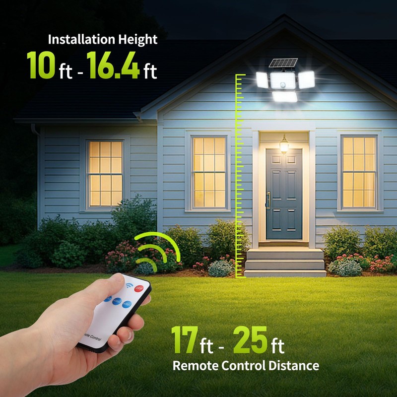 LUMLLSAJI 1PC 3000LM Solar Flood Lights Outdoor with Upgrade Solar