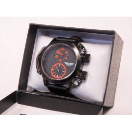 Deporte NEW Deporte 9830-ORG Men's Sutton Watch SS Case Dual Time Chronograph Orange