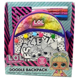 Online Street L.O.L.Surprise! L.O.L Colour Your Own Doodle Backpack Rucksack for Girls Kids Gift Contains Backpack, 4 Markers, and a L.O.L Surprise Gift for Age 3+ Children's