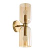 EFINEHOME Minimalist 2-Light Gold Wall Sconces with Cylinder Glass Shades-