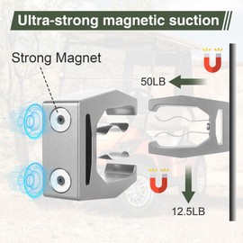 JIAYAN Magnetic Holder for Golf Cart Aluminum Alloy & Stainless Steel Clip Equip with Loop Strap Fit for Golfing, Fishing, Grilling, Camping Golf Accessory for Cigar Lovers(Silver)