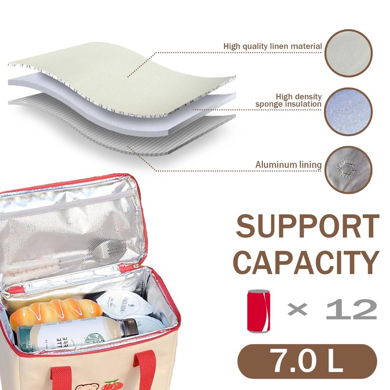 zalati Lunch Bag Insulated Cooler Tote Food Carry Bag Cute