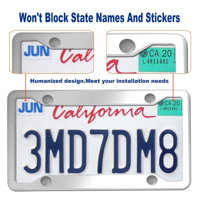 BGGTMO Stainless Steel License Plate Frames- 2 Pack Heavy Duty