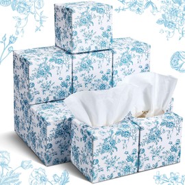 Bencailor 12 Pack Christmas Facial Tissues Cube Boxes Winter Square Tissues Cube Boxes 600 Sheets 3 Ply Small Xmas Tissues Cover for Home Car Accessories(Ceramic Flower)