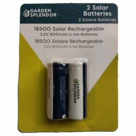 Garden Splendor 830-1907 Solar Rechargeable Batteries, 18500, 2-Pk. - Quantity 1