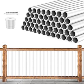 101 Pack Aluminum Deck Balusters 32" x 3/4" White Round Aluminum Balusters, Deck Railing Stair Porch Staircase Spindles Indoor Outdoor Balusters for Deck Railing Spindles with Balusters Conectors