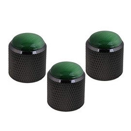Mxfans 3pcs Black Guitar Control Dome Knobs Volume Tone Control Knobs 19mm Diameter with Green Dome