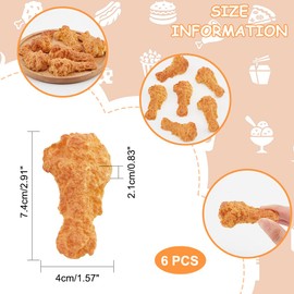 NBEADS 6 Pcs Artificial Fried Drumstick, Simulated Chicken Legs 3D Fake Food Model Fake Food Props Meat Imitation Foods Cabochons for Kitchen Home Party Decoration Food Sample Display Prop