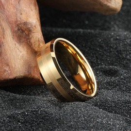 King Will 8mm Gold Tungsten Carbide Ring for Men Wedding Band Matte Brushed Polish Finish