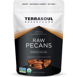 Terrasoul Superfoods Organic Pecans, 11 Oz (Pack of 1) - Mammoth Halves | Fresh | Raw