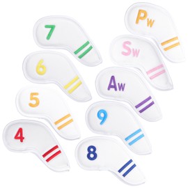 Golf Iron Cover Leather Golf Iron Head Covers Headcover Colorful Number EmbroideredWhite