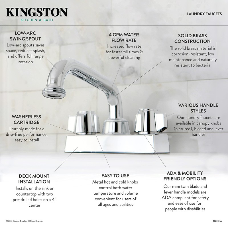 Kingston Brass KB471 Laundry Faucet, Polished Chrome, 5.75 x 4.5