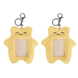 Cute Photocard Holder, 2PCS Cartoon Plush Card Sleeves with Keychain Kawaii Cat Card Cover for Credit Bank Bus Student Card ID Badge