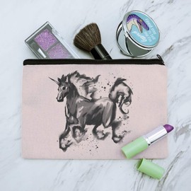 Unicorn Traditional Chinese Ink Painting Makeup Cosmetic Bag Organizer Pouch