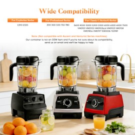 Blender Pitcher 64oz Low-Profile, Compatible with Vitamix 5000, 5200, 6300, 750, 7500, VM0102, VM0103, VM0197, E310, Professional/Commercial/Classic Series etc