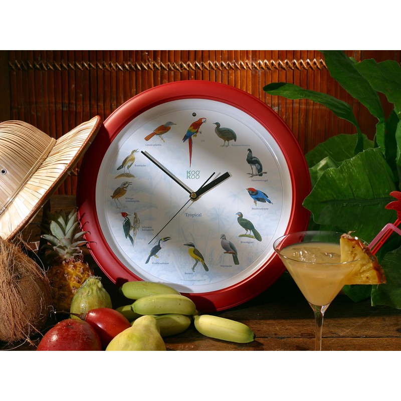 KOOKOO KidsWorld Black-Blue, Wall Clock for Children with Natural Sounds,