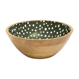 Dexam Sintra Mango Wood Spotted Salad Bowl - Olive Green
