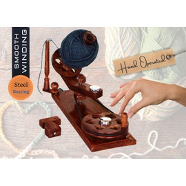 H H NAGINA Heart-Shaped Wooden Yarn Winder | Handcrafted Rosewood Yarn Ball Winder | Hand Operated Yarn Winding Machine Size 14 inch Long