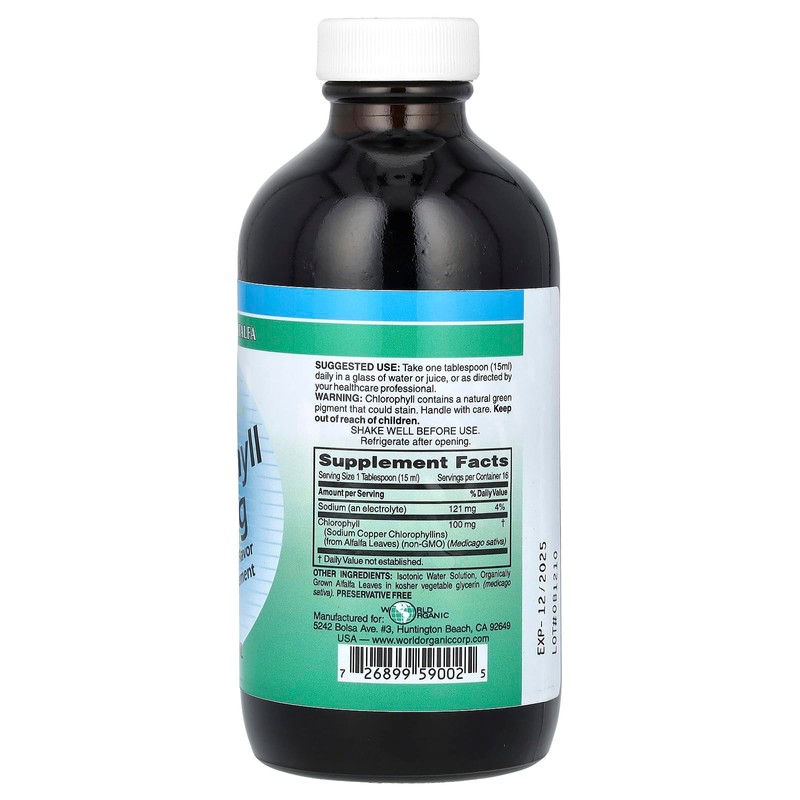 World Organic - Chlorophyll Liquid 100mg, 8 oz liquid