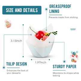 Maxdot 800 Pcs Christmas Tulip Cupcake Liners Holders Muffin Liners Grease Resistant Paper Baking Cups Cupcake Wrappers for Party Wedding Birthday Baby Shower (White,Pure)