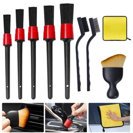 Car Detail Cleaning Brush, Car Cleaning Brush Set, Car Interior Cleaning Tools, 10 Pieces Car Detailing Brush, Car Cleaning Brush Set for Indoor and Outdoor Car Care, with Cleaning Cloth