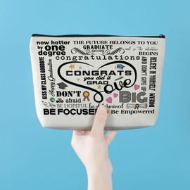 Graduation Gifts Inspirational 2025 Graduation Makeup Bag Class of 2025 Cosmetic Bag Congratulations Gift Graduation Party College University Senior Gifts for Women Friend Bestie Makeup Zipper Pouch
