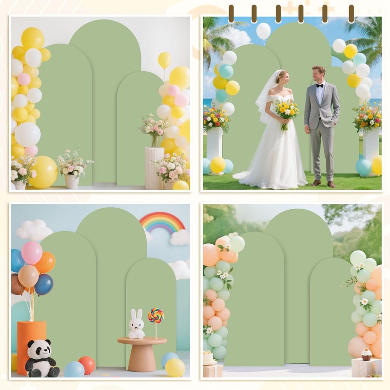 MODFUNS Sage Green Arch Cover 6&6.6&7.2ft Spandex Arch Backdrop Cover