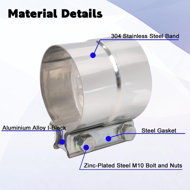 Elifecenter 3 Inch Exhaust Clamp, Lap Joint Band Clamp Stainless