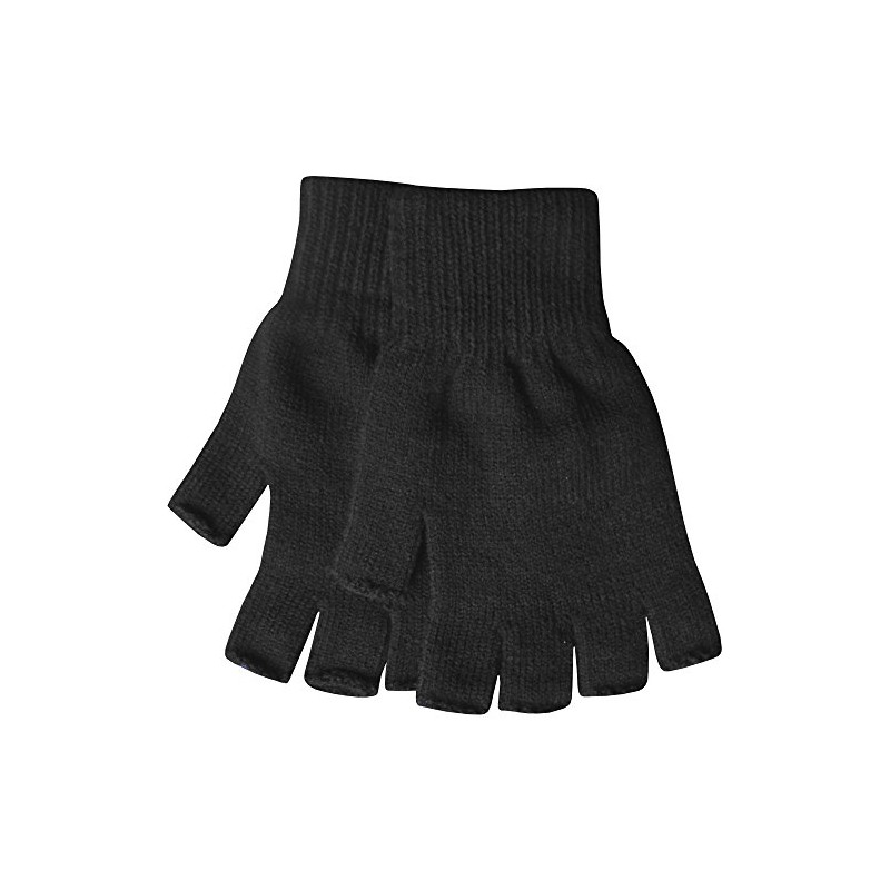 Men's Warm Thermal Knit Fingerless Winter Gloves (Black)