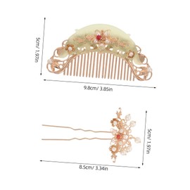 BIUDECO 3pcs Chinese Style Hairpins Acetate Comb Set for Hanfu Weddings Vintage Hair Chopsticks Hold and Intricate Carvings for Traditional Festivals and Retro Events