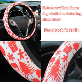 CGEAMDY Cars Steering Wheel Cover Universal Size Steering Wheel Cover for Car Universal Steering Wheel Cover, Universal Car Steering Wheel Cover, Car Fabric Steering Wheel, Christmas Style Car