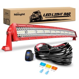 Nilight LED Light Bar 42Inch Triple Row Spot Flood Combo Lights Red Shell