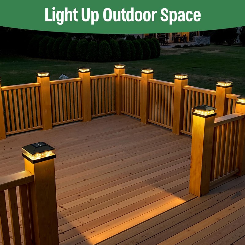 JOFIOS Post Cap Lights 6pack, 4x4 Deck Fence Post Solar