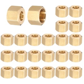 PATIKIL 5/16" Brass Compression Nut,25Pcs Brass Compression Fitting for Air Oil Water Fuel Inert Gases Plumbing System Heating Air Conditioning Pipes