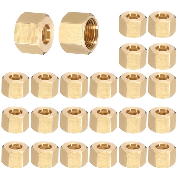 PATIKIL 5/16" Brass Compression Nut,25Pcs Brass Compression Fitting for Air