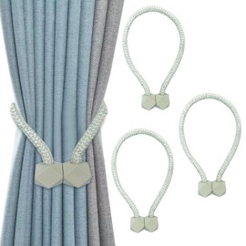 Nutabevr Pack of 4 Beige Strong Magnetic Curtain Tiebacks Curtains, Curtains Holder with Magnets, Holdbacks Curtain Clips, for Curtain Clips, Curtains Home, Office, Home Decoration